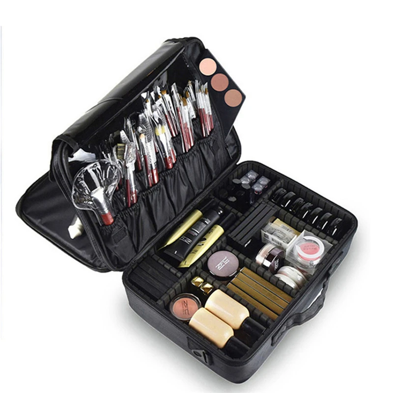 

New 2019 High Quality Professional Empty Makeup Organizer Bolso Mujer Cosmetic Case Travel Large Capacity Storage Bag Suitcases