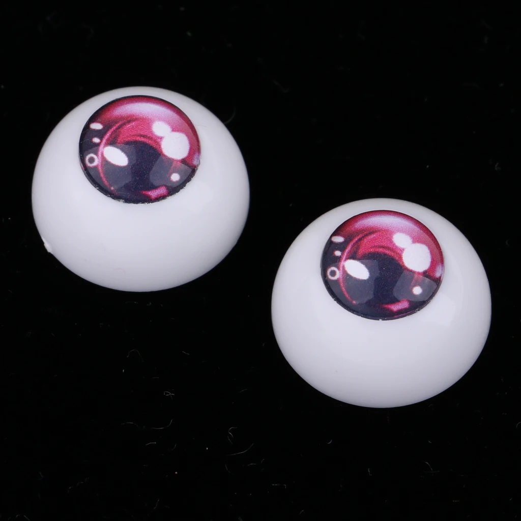 18mm Safety Eyes Acrylic Eyes for 1/3 BJD Dolls Bears Animal DIY Making - Pink Iris and Black Pupil