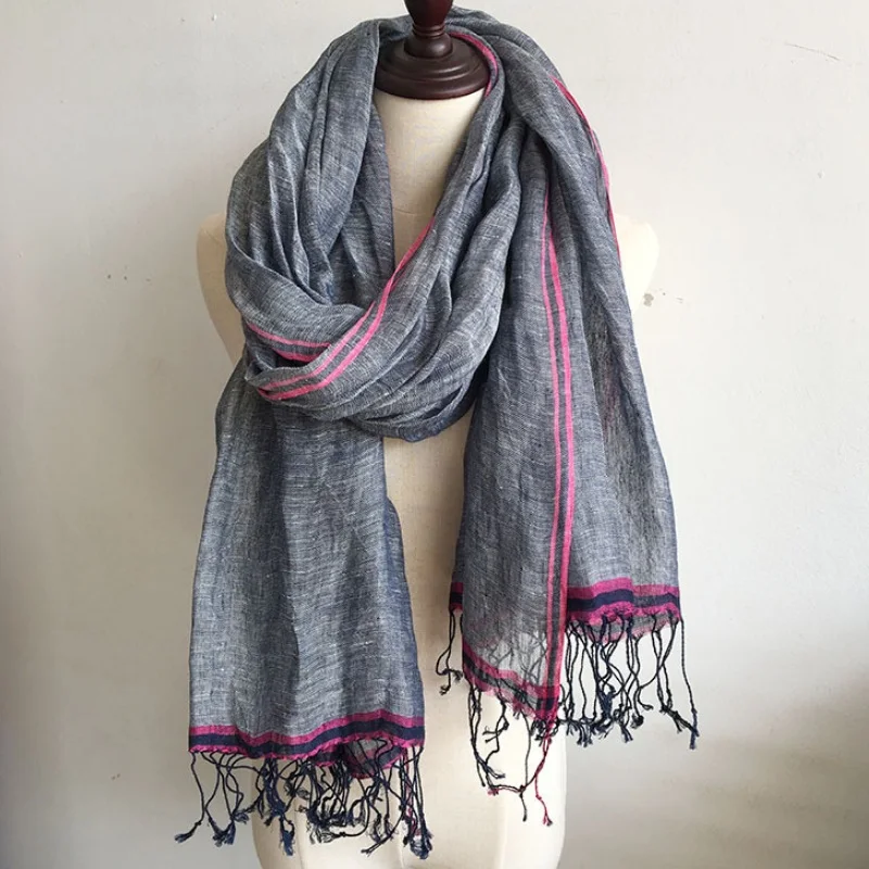 

Women and Men's Scarves Super Large Long Scarf Shawl Contrast Color Linen Scarf Wraps