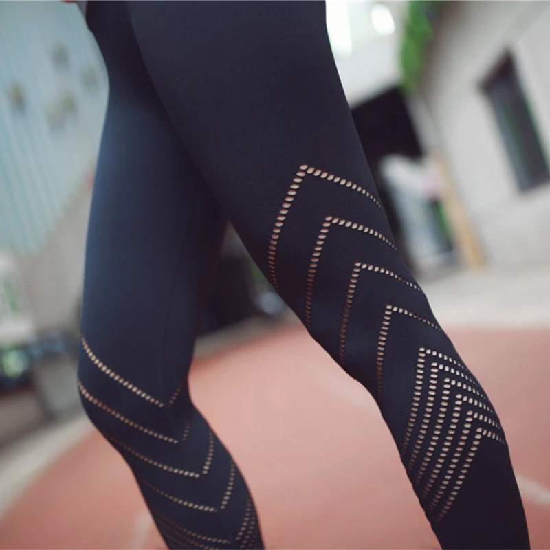 Colorvalue Seamless Hollow Out Sport Leggings Women Tummy Control High Waist Fitness Yoga Pants Plus Size Workout Tights XS-XXL