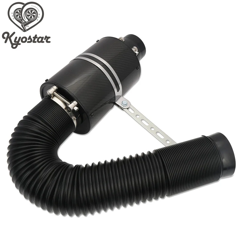

Car Carbon Fiber Induction Air Intake Filter Kit Ram Filter Box Cold Air Intake Bellows System Part with Intake Hose
