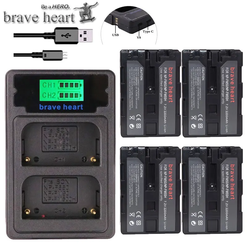 

NP-FM50 NP FM50 FM55H battery Pack + Dual USB Charger for Sony NP-FM51 NP-FM30 NP-FM55H DCR-PC101 A100 Series DSLR-A100