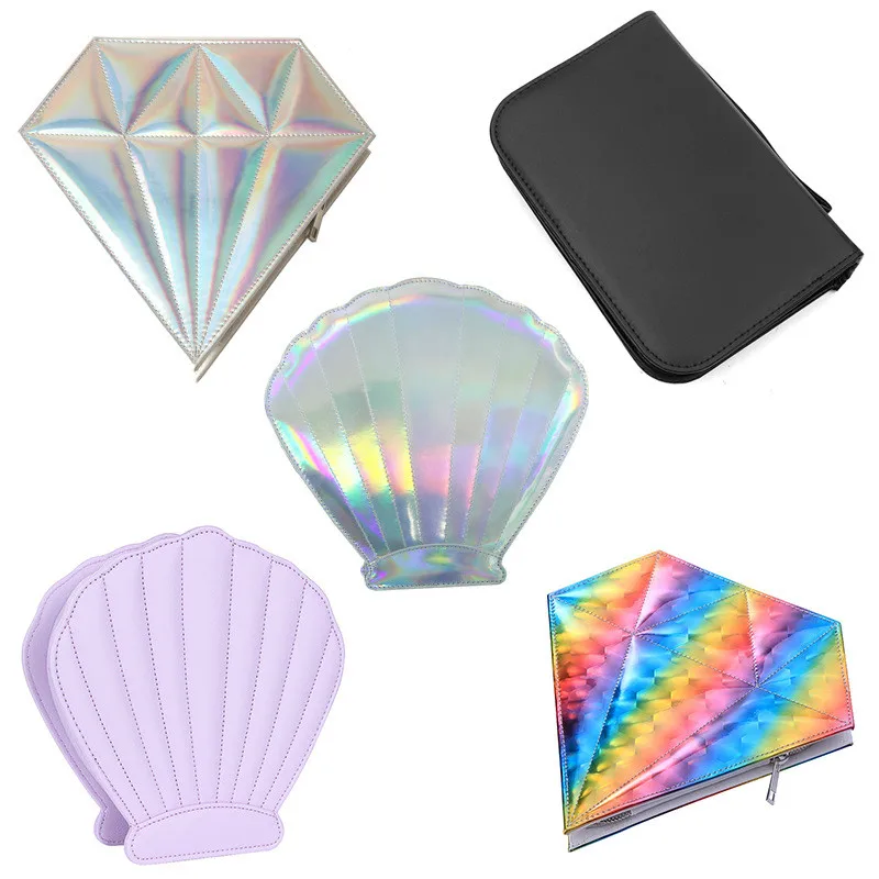 

Professional 10pcs Makeup Brush Bag Rainbow Package Shell Brush Diamond Brush Makeup Brush PU Leather Storage Bag Makeup Tools