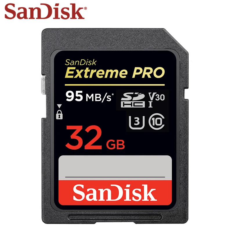 Карта памяти SanDisk Extreme Pro SDHC SDXC SD карта 95 МБ/с./с 32 Гб 64 Гб 128 Гб класс 10 C10 U3 V30 UHS-I 4K для камеры