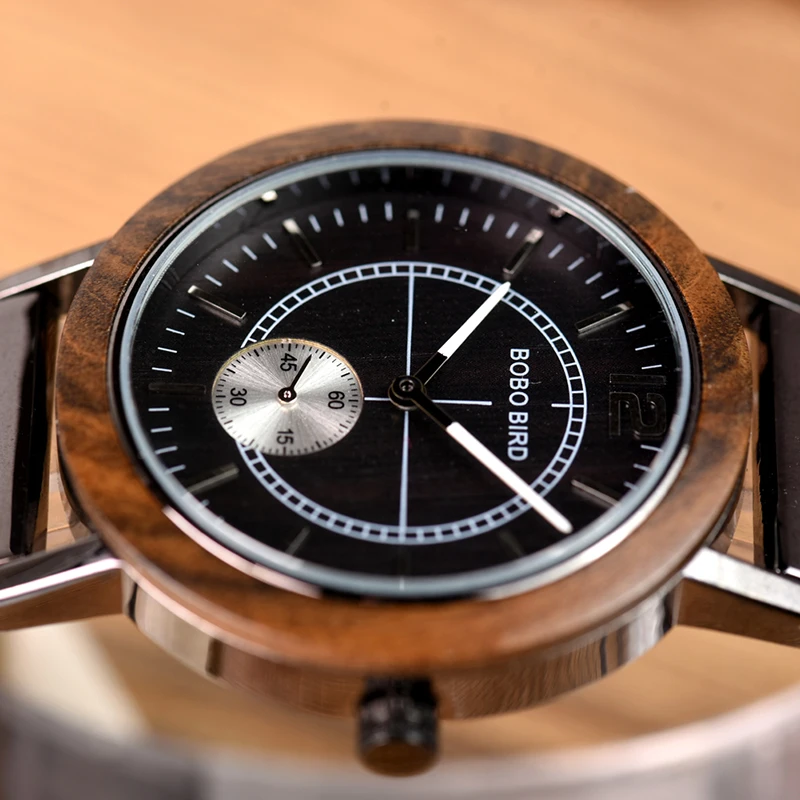 BOBO BIRD Lover's Wooden Watch Men Luxury Metal Wood Wristwatch Special Color New Design Hand Watches erkek kol saati C-R12