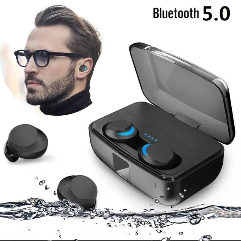 

Wireless Bluetooth 5.0 Earphone Touch Control IPX8 Waterproof Auto Turn on Fast Pairing Earbuds Charger Box for Phone