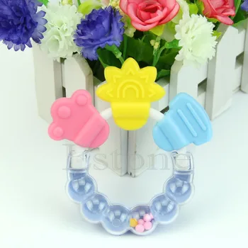 

M89CHBB Baby Kid Toddler Teether Chew Toy Molar Rod Silicone Handbell Jingle Design