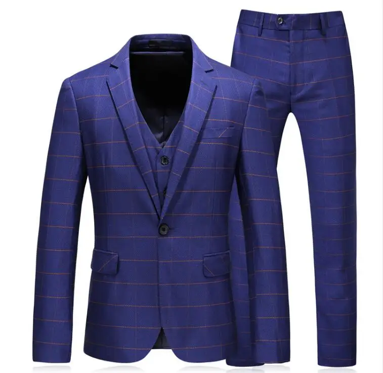 

(Jacket+Vest+Pants)2019 Custom Slim Fit Evening Suit Men Fashion Classic Suits Men's Stripe Business Wedding Suit Men Full Dress