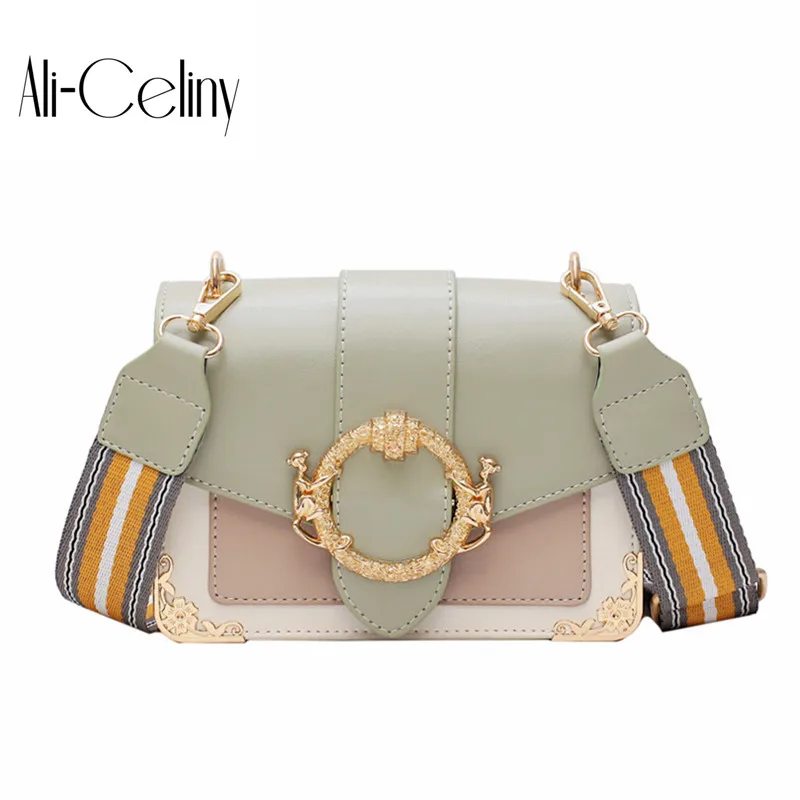 

2019 Women's Fashion Leather Female Bag High Quality Wide Shoulder Strap Bag Messenger Small Square Package