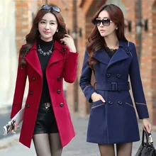 Верхняя одежда теплое пальто женское зима весна женское длинное тонкое толстое шерстяное пальто с отложным воротником двубортное пальто