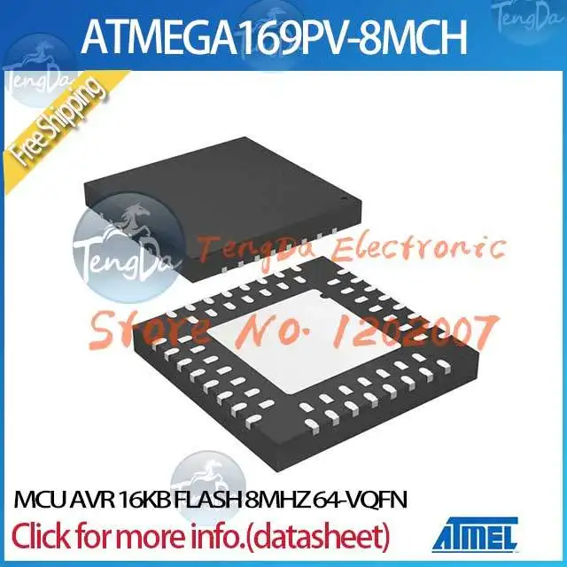 Бесплатная Доставка 1 Шт./лот ATMEGA169PV-8MCH MCU AVR 16KB FLASH 8 МГЦ 64-VQFN 169 ATMEGA169PV ATMEGA169 |