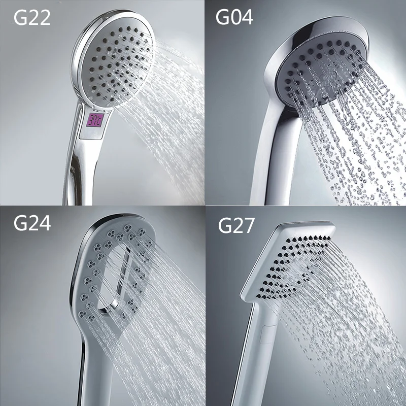 Gappo Bathroom Hand Shower Bath Shower Pressure Massage Rainfall SPA Water Shower Head Chrome Water Saving LED Mixer Tap