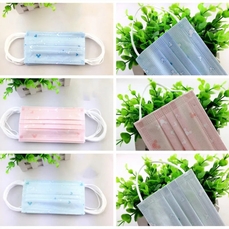 10pcs Pack Cartoon Cute Printing Spunlace Disposable Face Mask Dustproof Anti Haze Respirator Mask