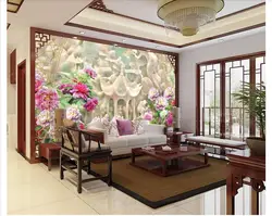 Пользовательские фото обои для стен 3d панно настенные бумаги Jade Резьба пейзаж цветок пиона цвести backgr обои home decor