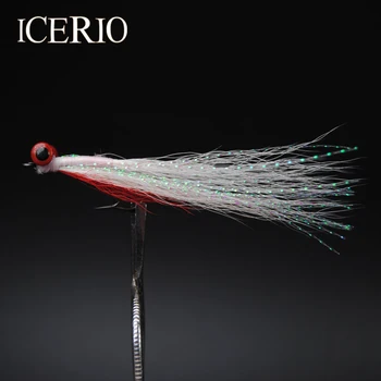 

ICERIO 10PCS #4 Dumbell Eyes Red/White Crazy Charlie Fly Bonefish Redfish Flies Fishing Lure Deep Minnow Saltwater Fly