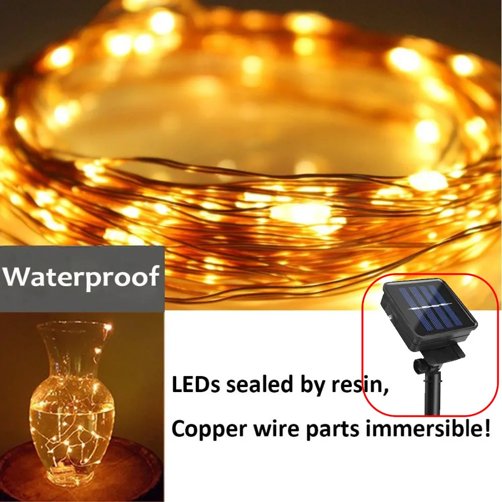 

Solar Power LED Holiday light 10M 20M Copper Wire LED Solar String Outdoor light Decorative Garden Lawn Wedding Party Christmas