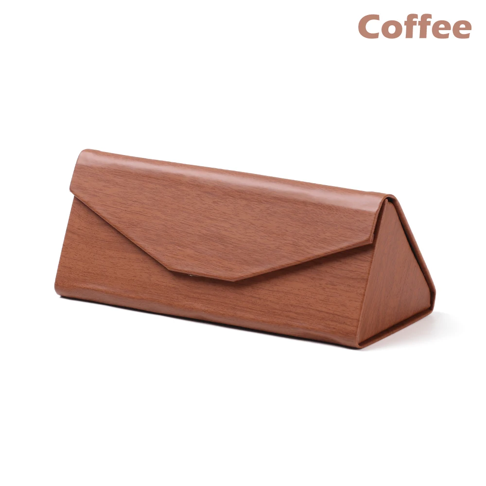 coffee 1 шт. складной треугольные очки чехол Портативный кожаный чехол для очков очки солнцезащитные очки чехол модные очки аксессуары - Color: coffee