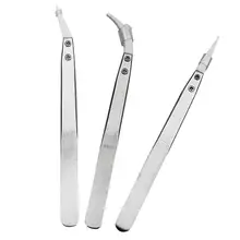 3 шт. Серебряный керамический Пинцет термостойкий Многофункциональный комплект ручных инструментов Непроводящий корпус из нержавеющей стали 12,3x1x1 см
