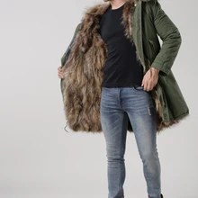 Натуральный Лисий мех, натуральный цвет, капюшон из натурального меха енота, куртка-парка унисекс