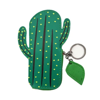 

M009 Lovely Design Women Purses Coin Bag Cartoon Green Cactus Zero Key Ring Mini Cloth Bag Women Girl Student Gift Wholesale