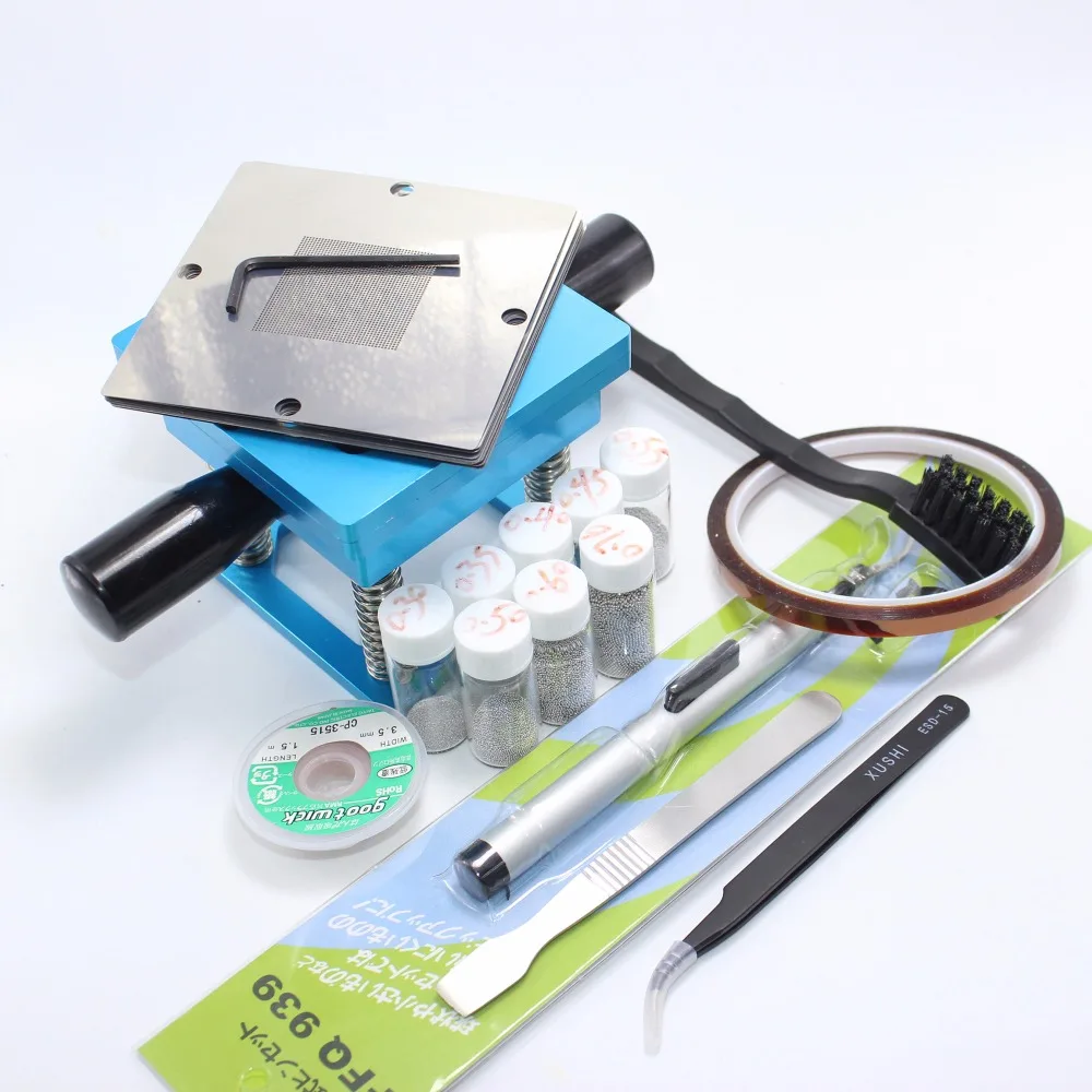 

Blue BGA reballing kit 90*90mm BGA reballing station with hand shank Gift 10/PCS BGA Universal Stencil