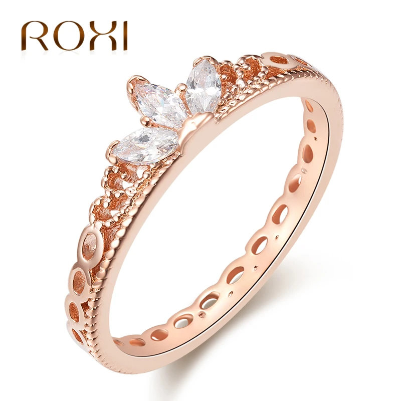 

ROXI Brand Elegant Rings For Women With Top Quality Cubic Zircon Anti Allergy Rose Gold Ring Wedding Party Jewelry Dropship