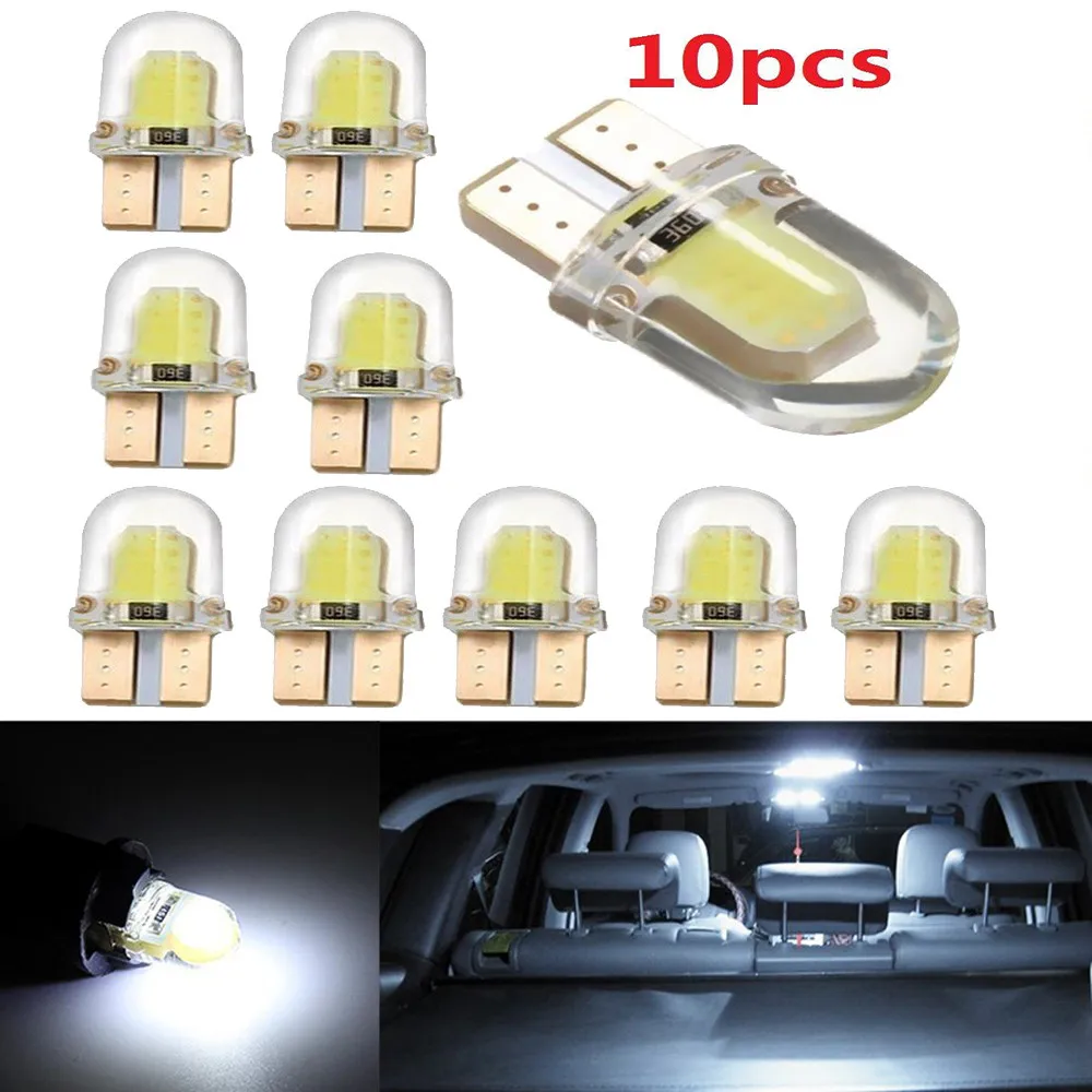 

10x T10 194 168 W5W COB 8 SMD LED CANBUS Silica Bright White License Light Bul LED Lamps For Cars Reading Light Dome Lamp