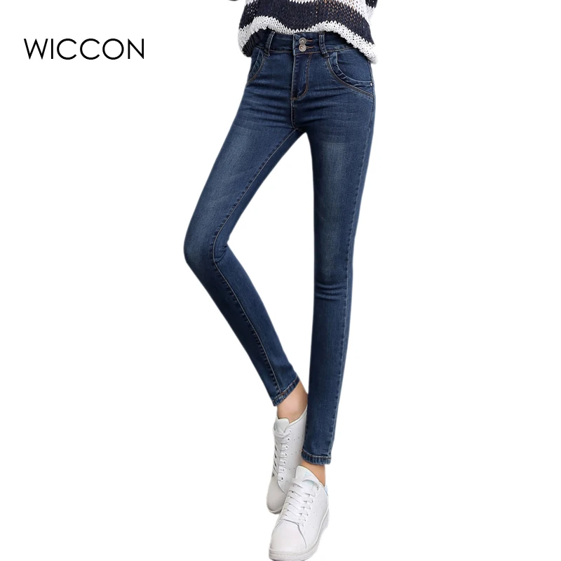 

Skinny Jeans High Waist Jeans Woman Blue Denim Pencil Pants Stretch Waist Women Jean Pants Washed Trousers Calca Feminina Hot