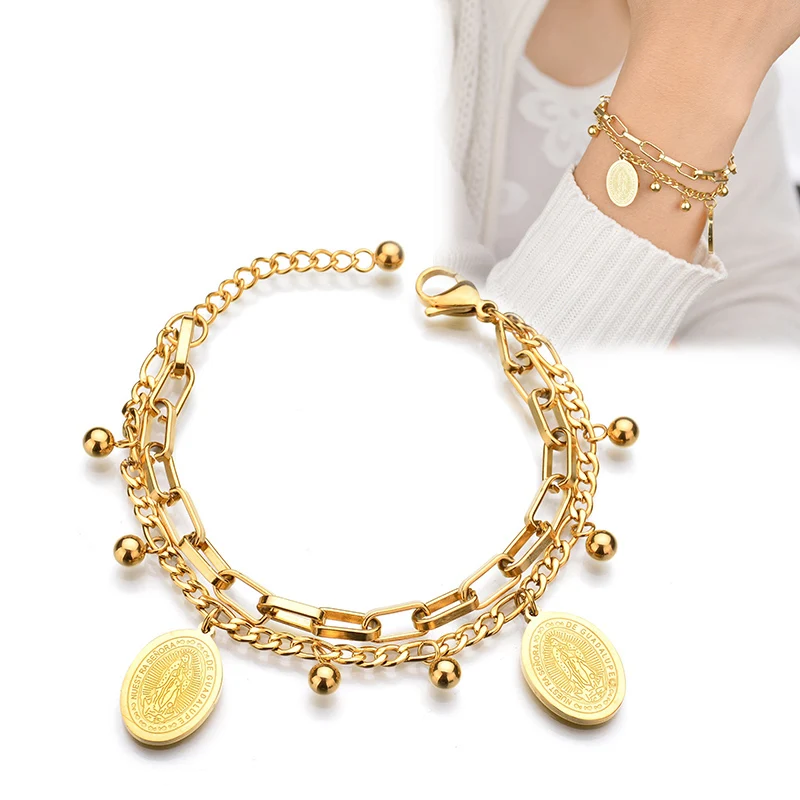 -Charms-Christian-Jewelry-The-Virgin-Mary-Gold-Color-Bead-Stainless-Steel-Bracelets-For-Women-Gift