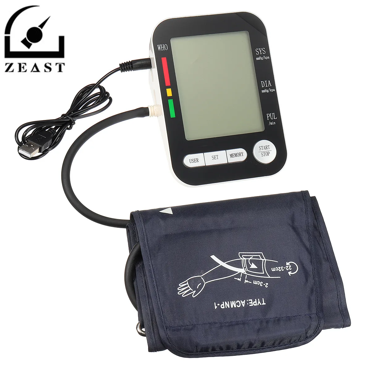 

LCD Digital Upper Arm Blood Pressure Monitor Automatic Heart Rate Pulse Meter Sphygmomanometer Home Health Care