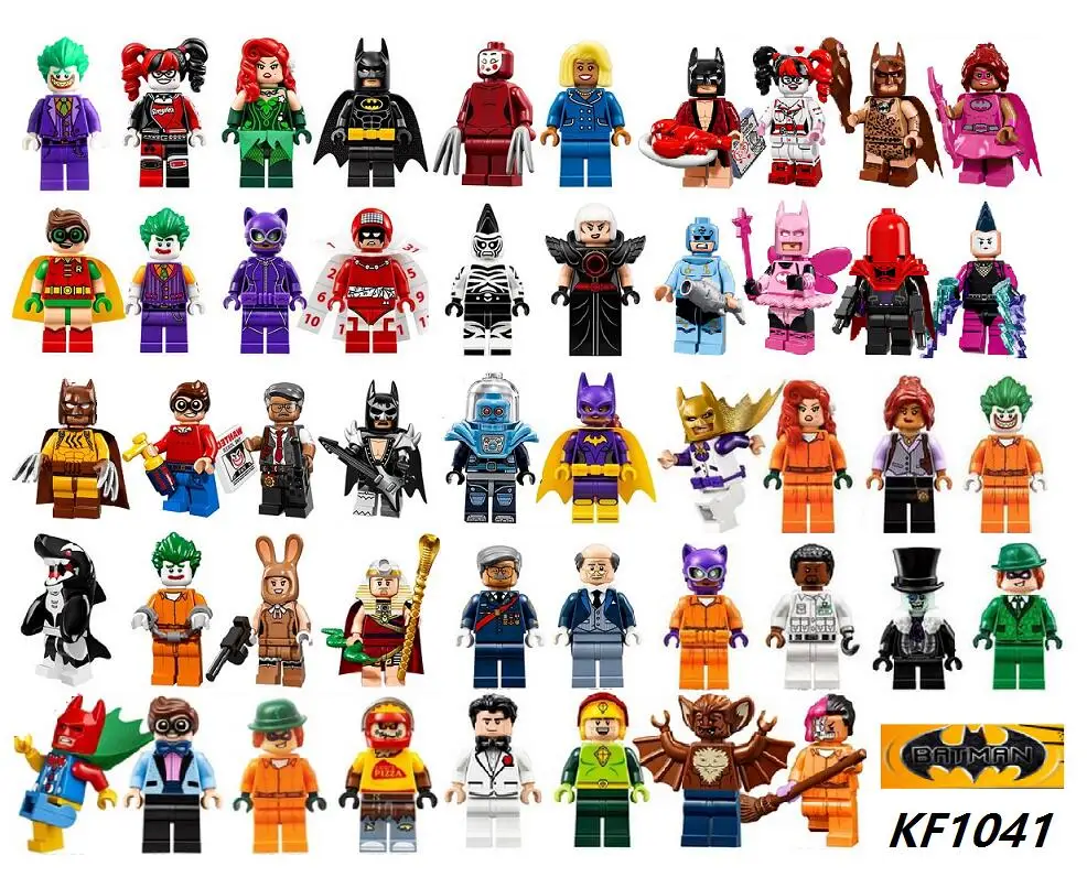 

Vacation Batman Catwoman Robin Poison Ivy Riddler Harley Quinn Red Hood Penguin Barbara Gordon Building Blocks Kids Toys KF1041
