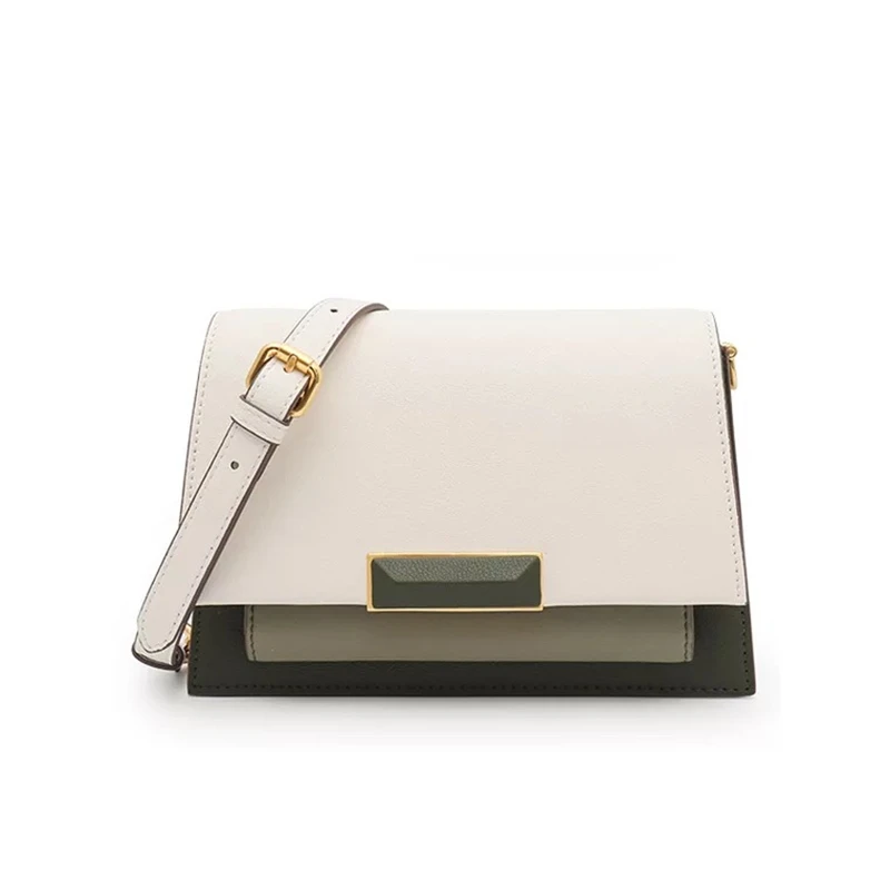 

IMIDO European and American fashion new leather handbags color matching leather small square bag chain shoulder diagonal package