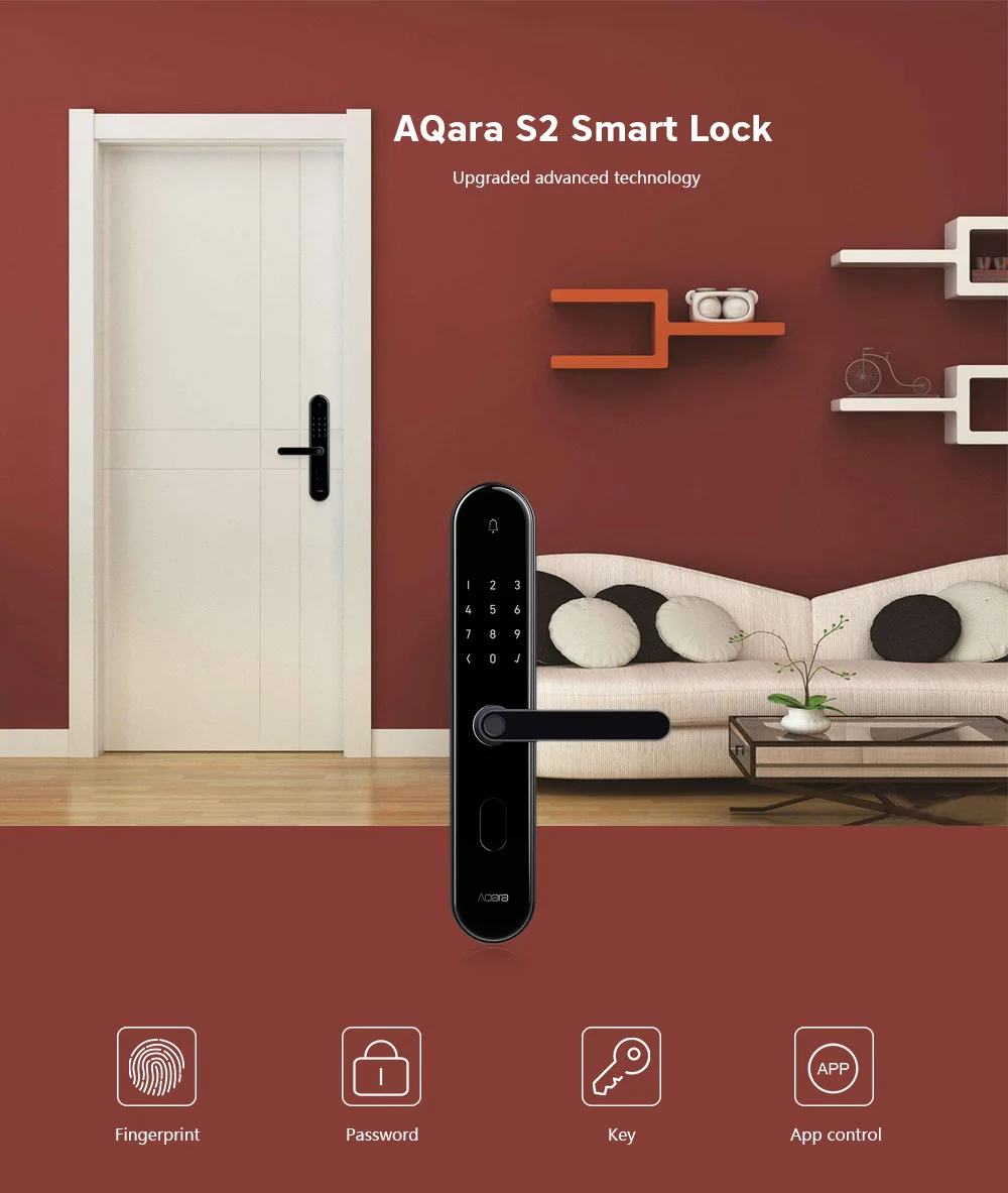 Aqara S2 умный дверной замок с отпечатком пальца работает с Mi Home App отпечаток пальца пароль без ключа замок для умного дома комплект
