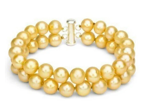 

>>>>> 2 ROW 7.5-8 INCH AAA 8-9MM GENUINE SOUTH SEA GOLDEN PEARL BRACELET