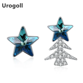 

Genuine Fine Jewelry 925 Sterling Silver Christmas Tree Luxury Crystal Star Gemstone Earrings For Women Silver 925 Jewelry Gifts