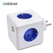 SHIERAK, умный дом, Силовая розетка, европейская вилка, 4 розетки, 2 порта usb, адаптер, удлинитель, адаптер, мульти переключаемые розетки