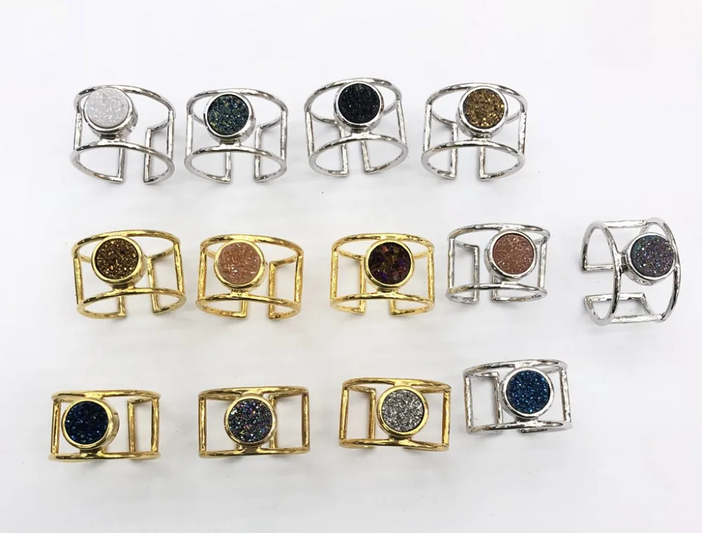 

Wholesale New Designed Druzy Ring,Gem stone Ring,Quartz Drusy Jewelry Finger Ring ,mixed 5pcs/lot