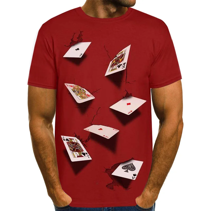 

3D Digital Printed Tshirt Man Casual O-Neck Short Sleeve Playing Card T Shirt Homme Plus Size 5XL Loose Fashion Pullover Top Tee