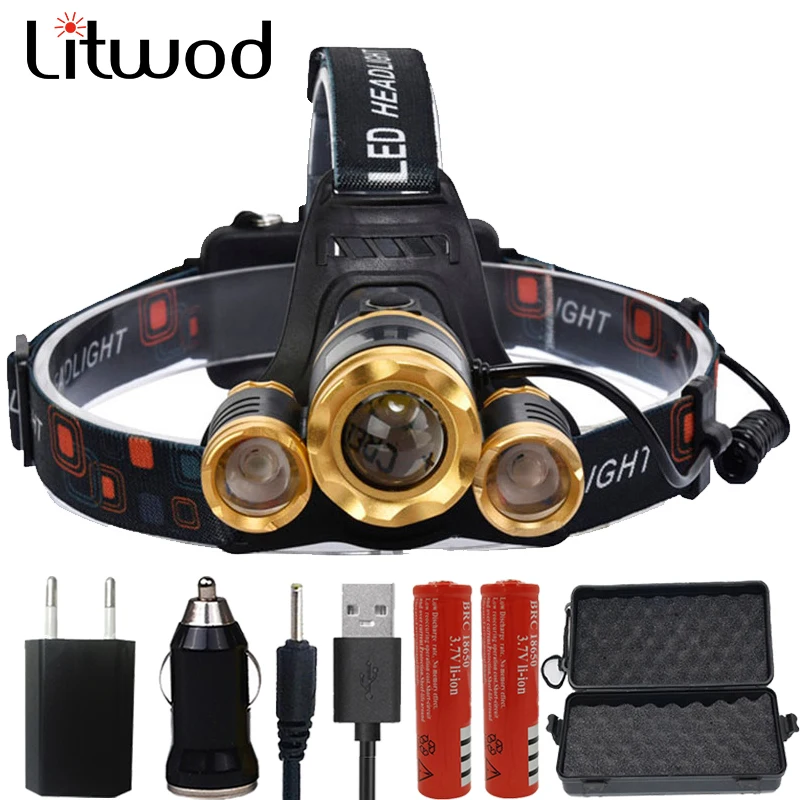 Goede Litwod z20 led Koplamp 12000 Lumen chips T6 2 * Q5 koplamp LED Lamp zaklamp hoofdlamp batterij voor Camping licht