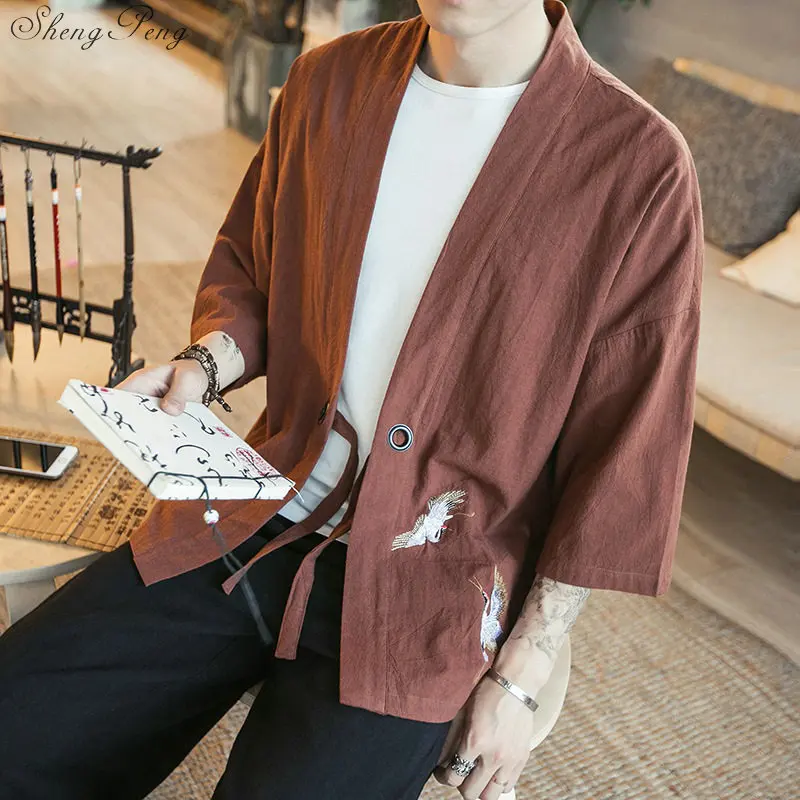 Kimono cardigan men Japanese obi male yukata men's haori Japanese samurai clothing traditional clothing Q749