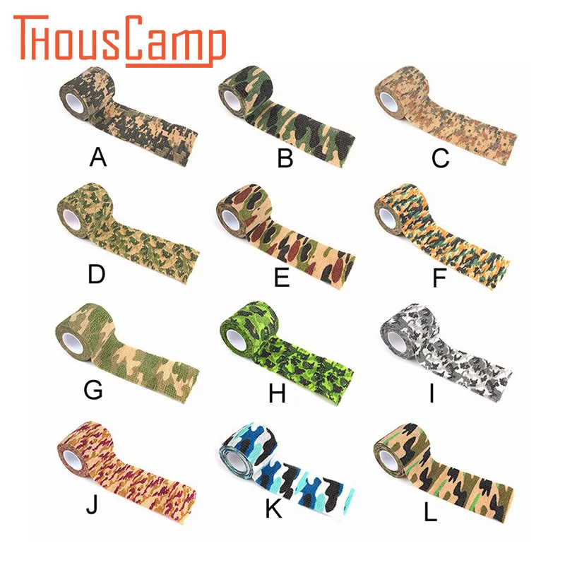 

5cm x 4.5m Roll Camo Stretch Bandage,Camping Hunting Camouflage Tape Gun Self Adhesive Tape Elastic Adherent Wrap