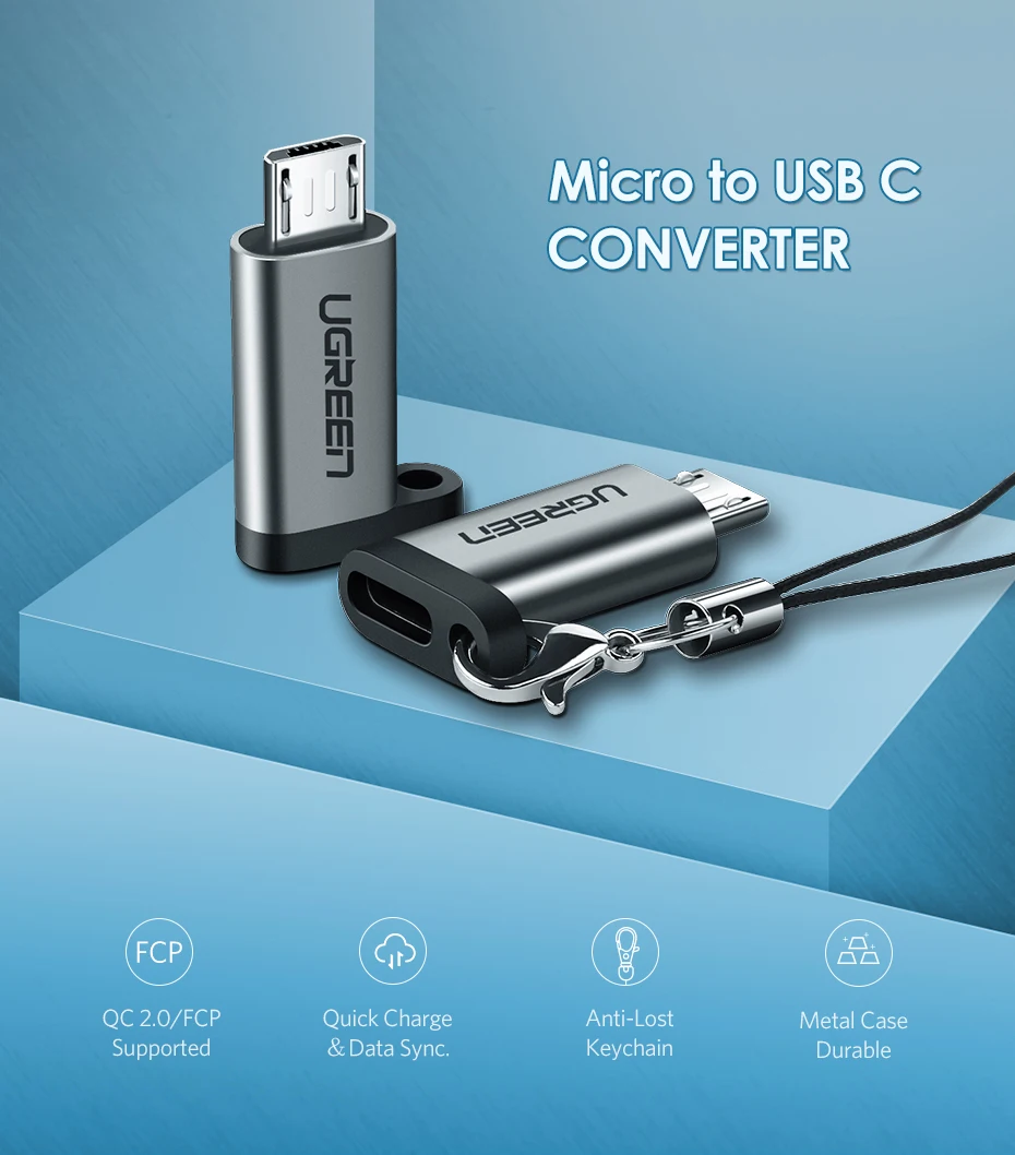 Ugreen адаптер для мобильного телефона Micro USB на USB C адаптер Microusb разъем для huawei Xiaomi samsung Galaxy A7 адаптер usb type C