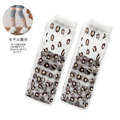 Girls Kids Knee High Socks Stripes dot Pattern Children glass Leopard Socks 6 colors for 2~10 years Baby Long Leg Warm - Цвет: 6