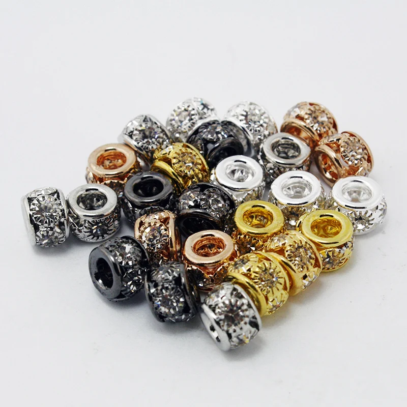 

Free shipping 6x8mm Mixed color with Crystal Rhinestone European Spacer Beads fit European Charm Bracelet