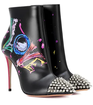 

EMMA KING 2018 Hot Sale European Rivet Studded Women Ankle Boots Mixed Colors Letter Pattern Zapatos Mujer Street Dress Shoes