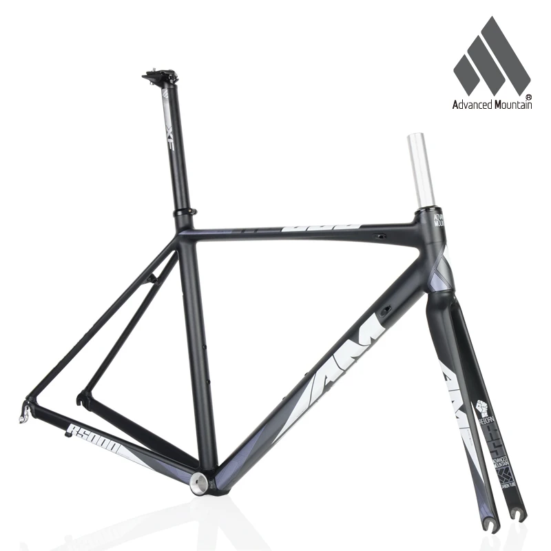 AM R5000 Lightweight Aluminium Alloy 700c Frame Carbon Fork 48/50/52cm Road Bicycle Racing Frameset - Цвет: Black Gray