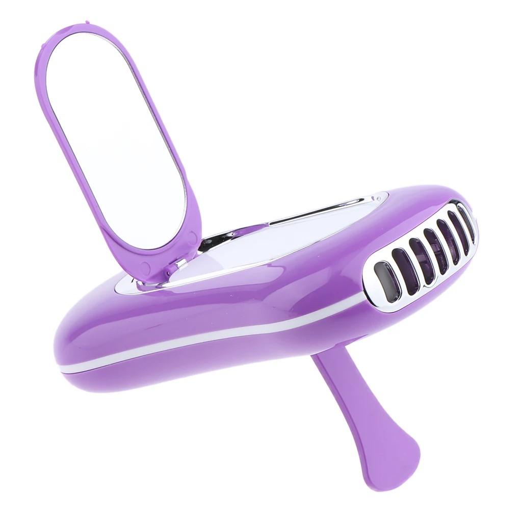 Сушилка для ресниц вентилятор мини USB Перезаряжаемый электрический кондиционер для ногтей и зеркало для прививки ресниц клей для наращивания - Цвет: Purple