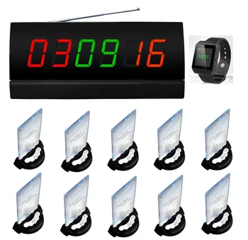 

Free shipping! Wireless restaurant ordering system, 1 Screen display receiver, 1 mobile watch pager, 10 table card button
