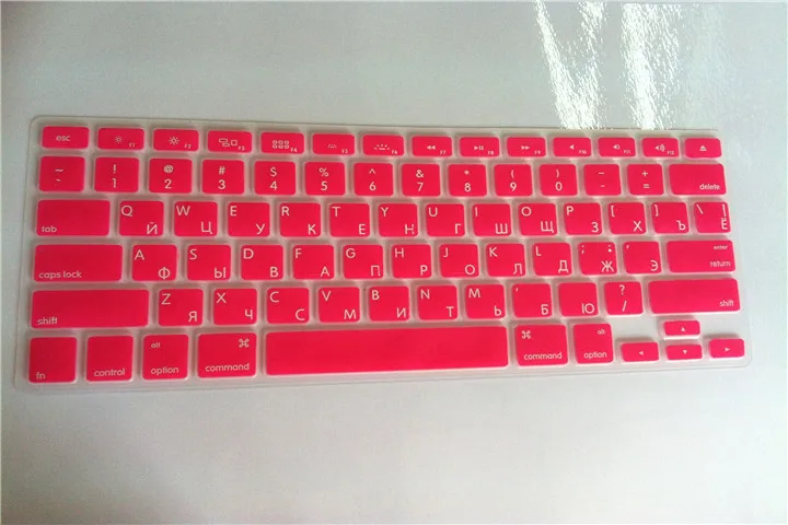 Силиконовый защитный чехол для клавиатуры Macbook Air pro 13 15 A1466 A1502 A1369 A1398 A1286 A1278 с русскими буквами - Цвет: pink