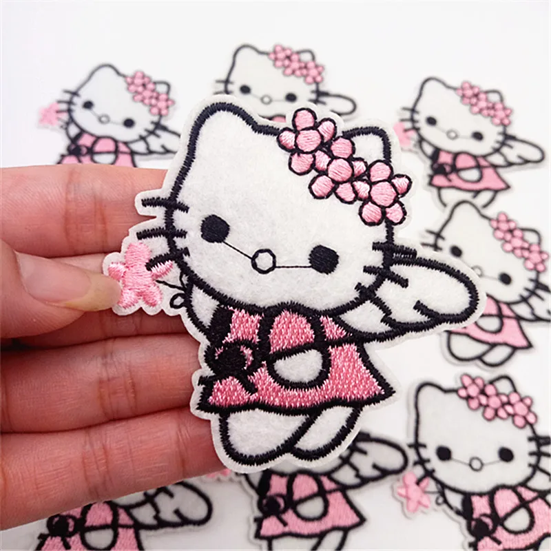 Новое поступление 5 шт. Ангел рисунок Hello Kitty Икона вышитая патчи утюг на для